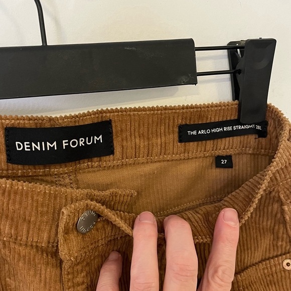 ARITZIA Denim Forum Arlington High Rise Straight Corduroy Pants Caramel Tan 27 - Picture 5 of 7